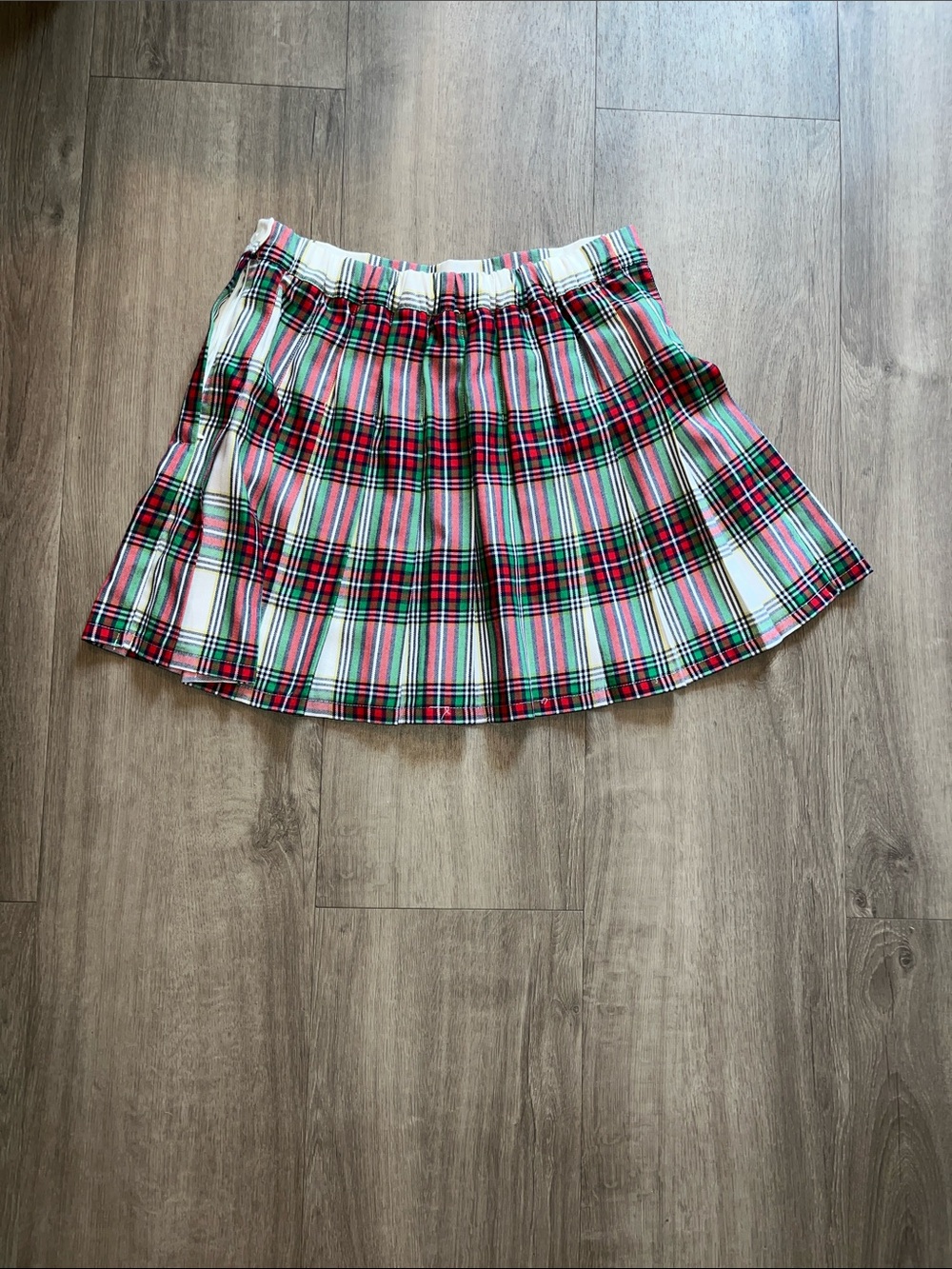 aerie Pink & Red Plaid Pleated Skater Skirt - Picture 3 of 3